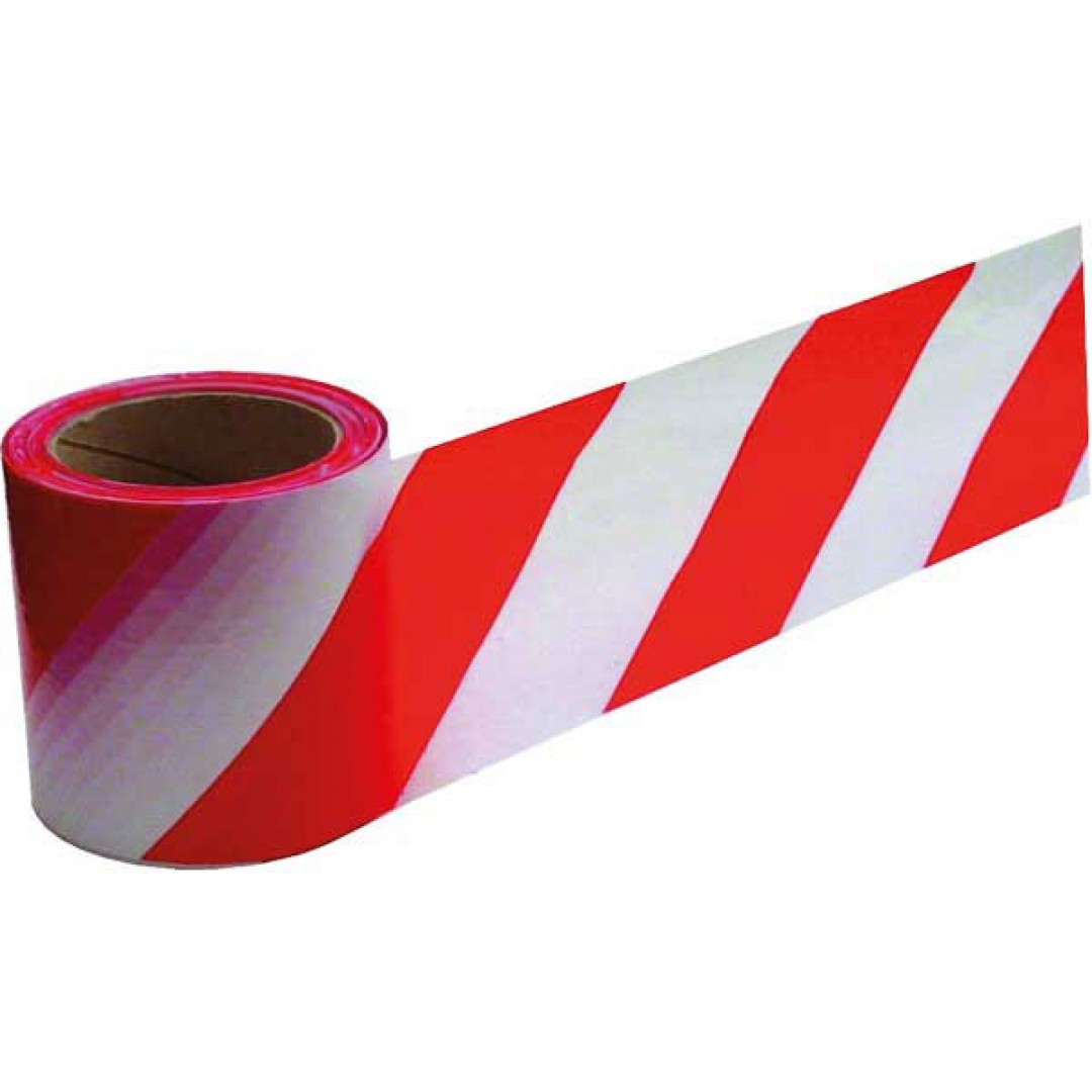 Výstražná páska 100mmx33m červeno-biela PVC